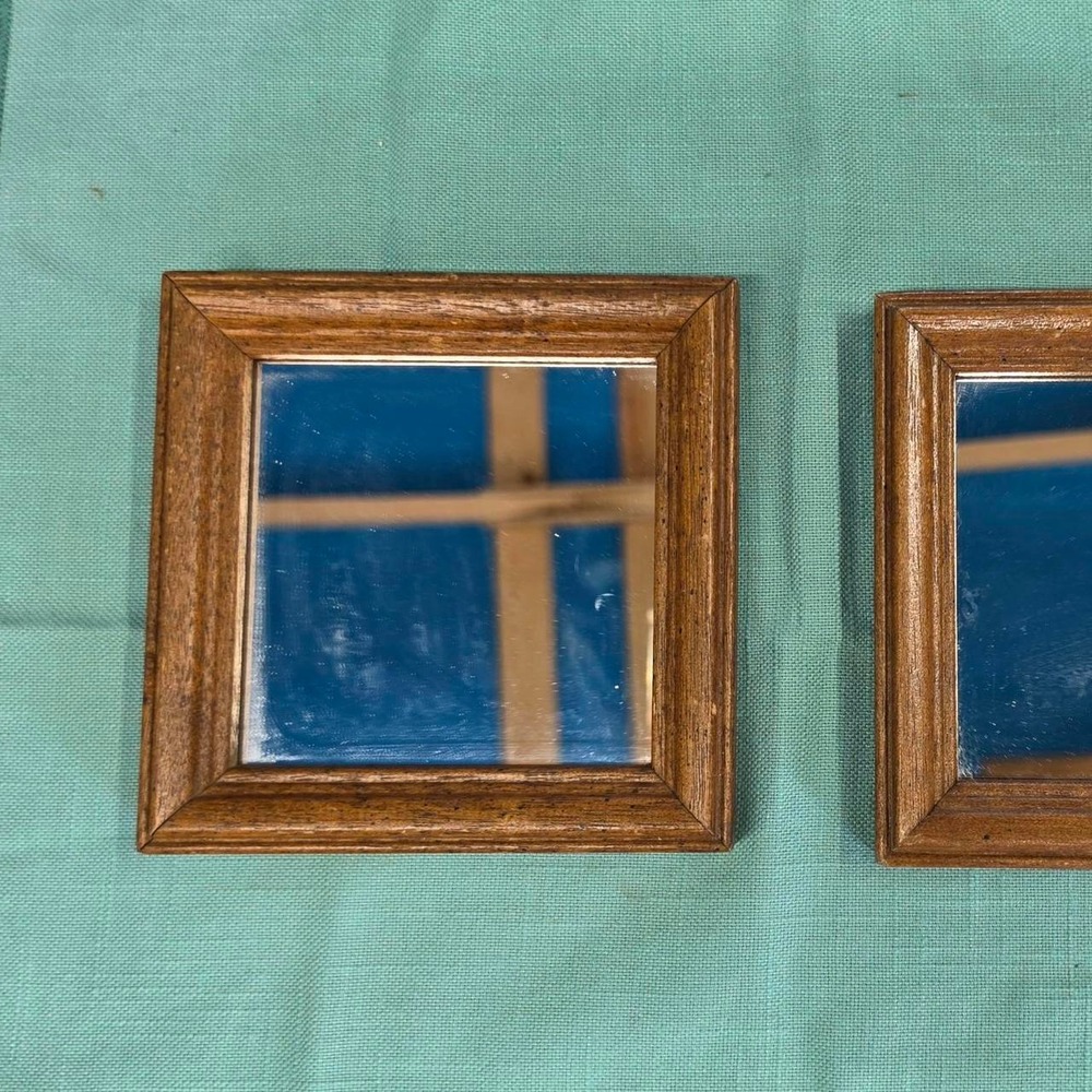Set of 2 Vintage Wooden Mirrors